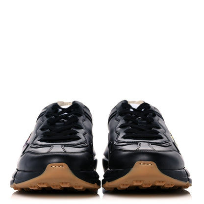 Gucci Calfskin Iridescent Logo Mens Rhyton Sneakers 6 Black 2 of 8