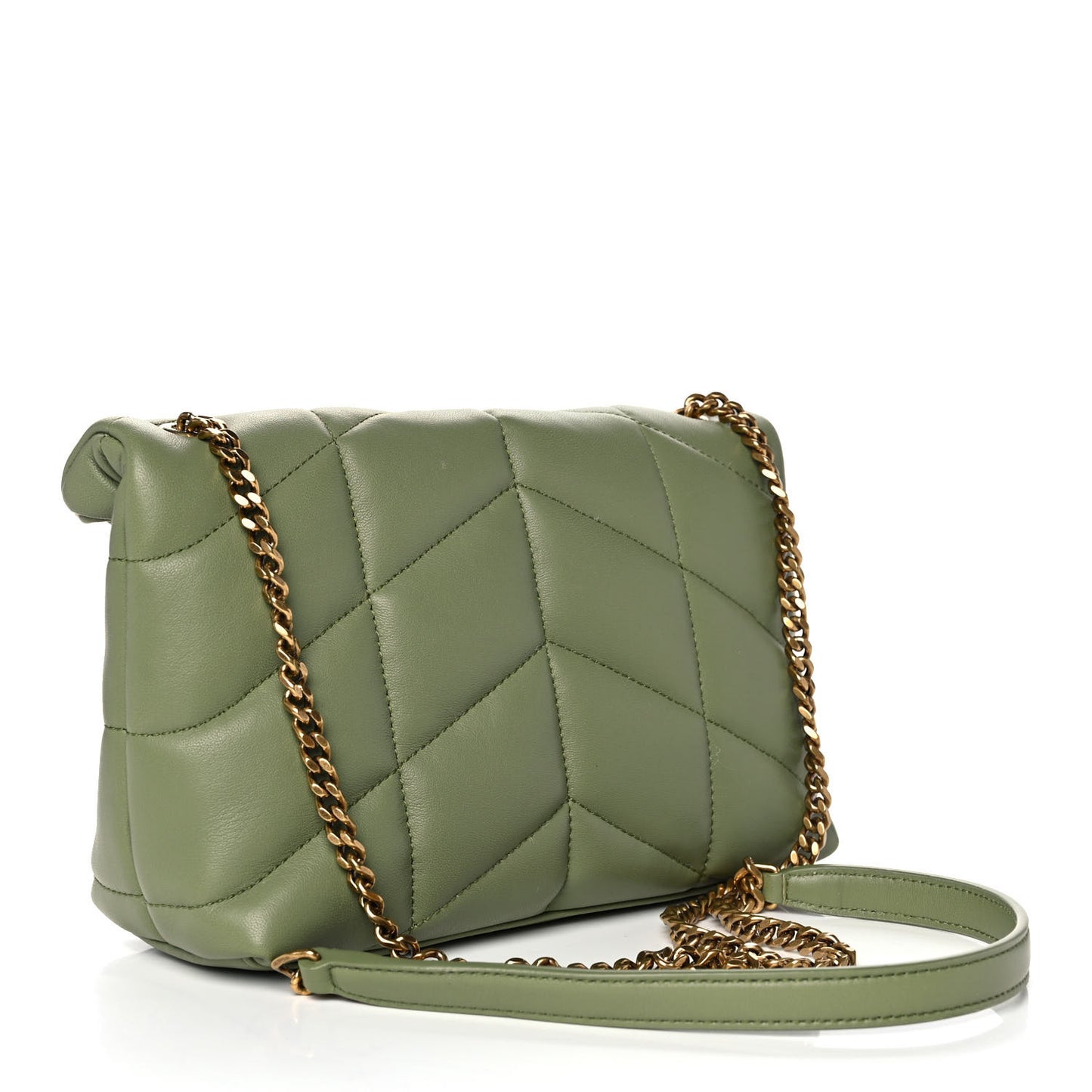 Lambskin Quilted Toy Loulou Puffer Monogram Chain Satchel Light Pistache
