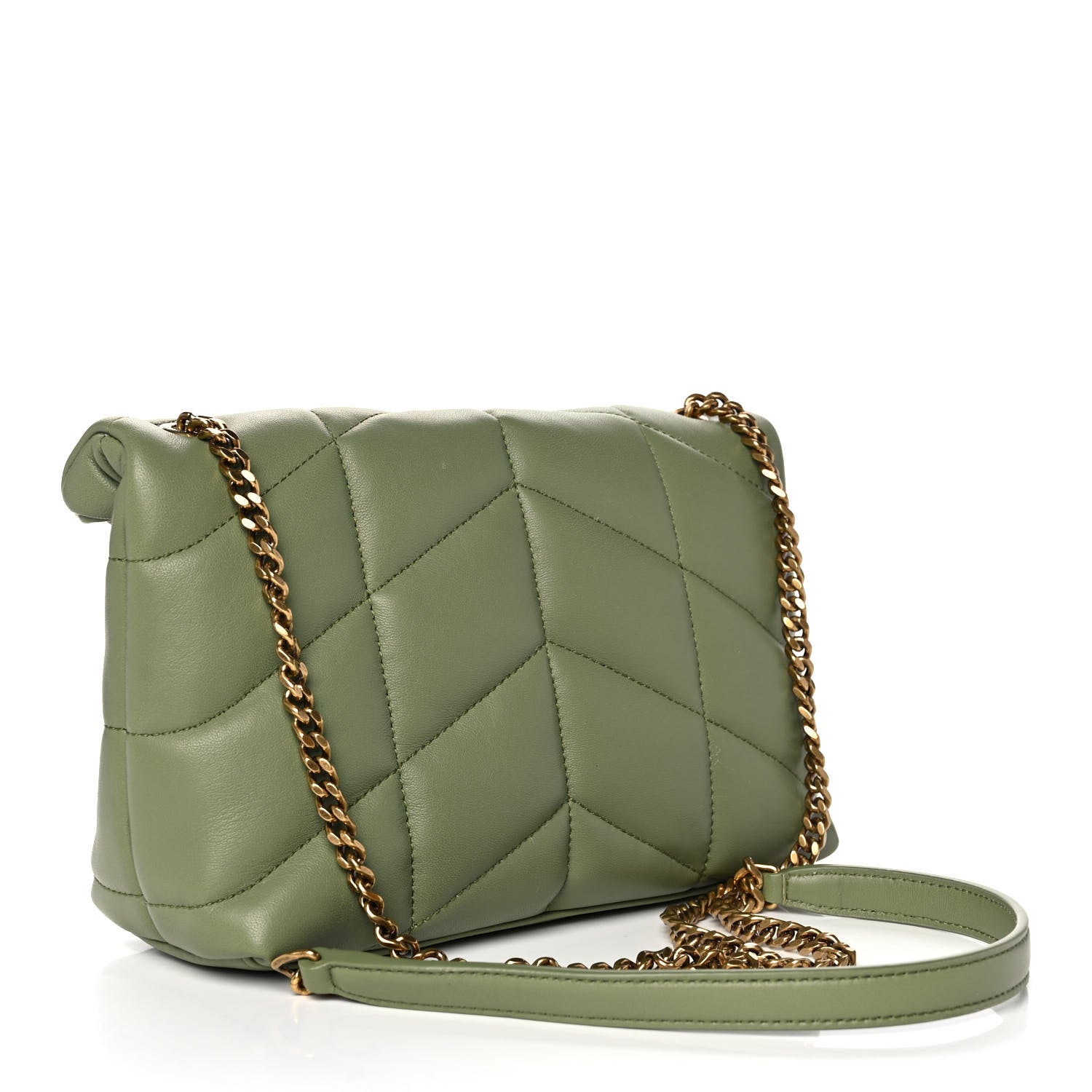 Saint Laurent Lambskin Quilted Toy Loulou Puffer Monogram Chain Satchel Light Pistache 2 of 10