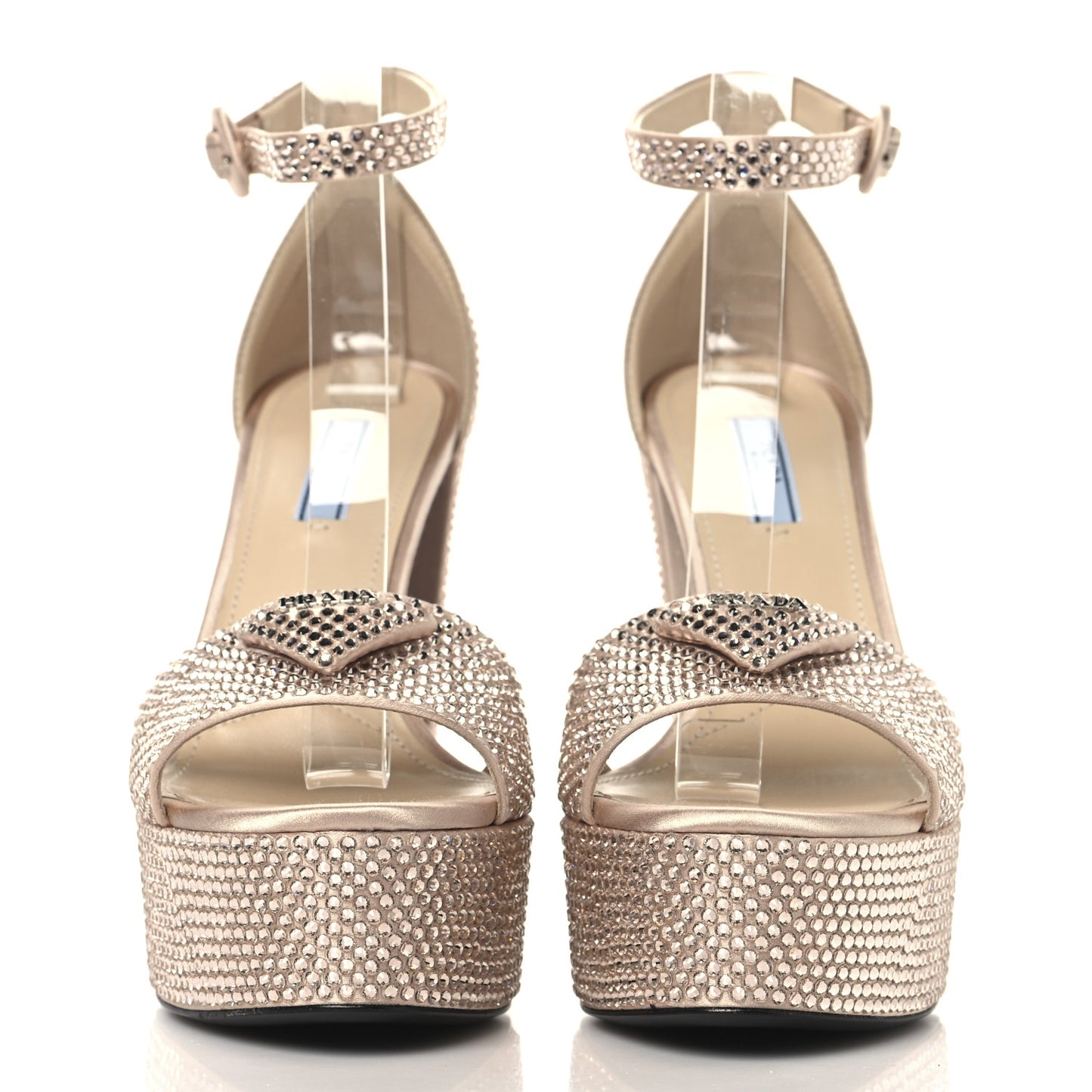 Satin Crystal Triangle Logo 40/135mm Platform Sandals 38 Ninfea