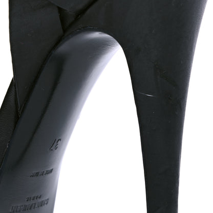 Saint Laurent Calfskin Tribute 105 Platform Sandals 37 Black 6 of 6