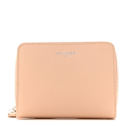 Saint Laurent Grained Calfskin Rive Gauche Compact Zip Around Wallet Nude 1 of 9
