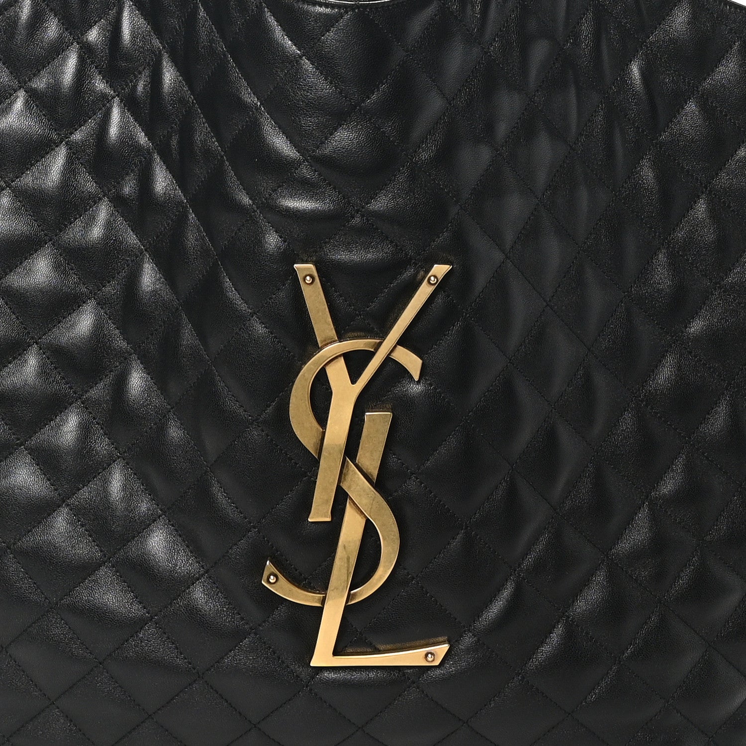 Saint Laurent Lambskin Quilted Maxi Icare Shopping Tote Black 9 of 11