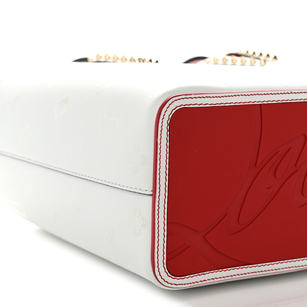 Christian Louboutin Calfskin Loubinthesky Perforated Cabata Tote White 10 of 12