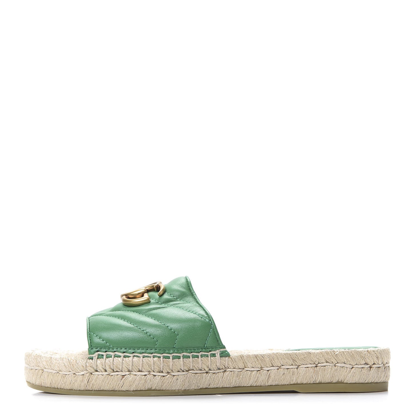 Nappa Matelasse GG Marmont Espadrille Slide Sandals 37.5 New Shamarock