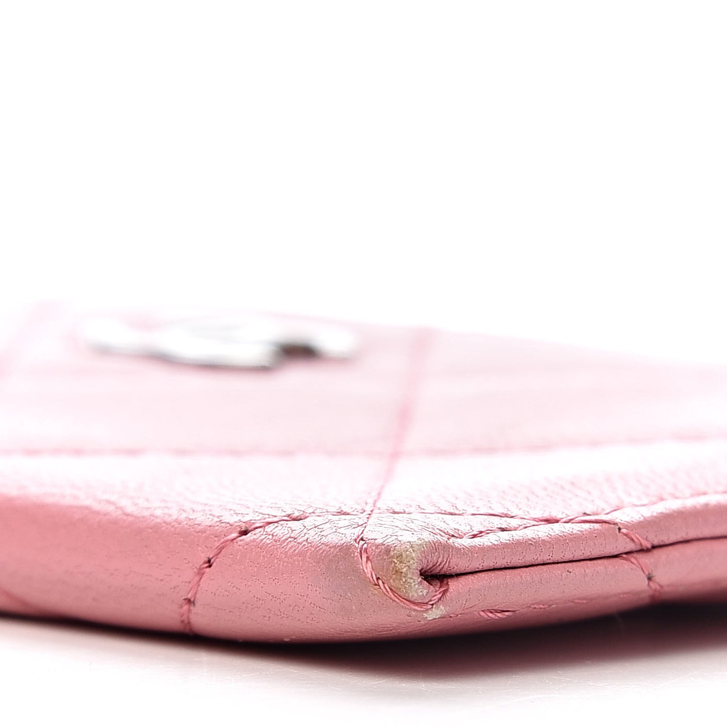 Lambskin Quilted Card Holder Pink