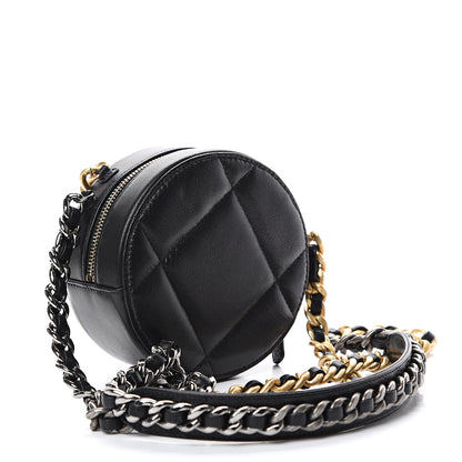Chanel Lambskin Quilted 19 Round Clutch With Chain Black 2 of 10