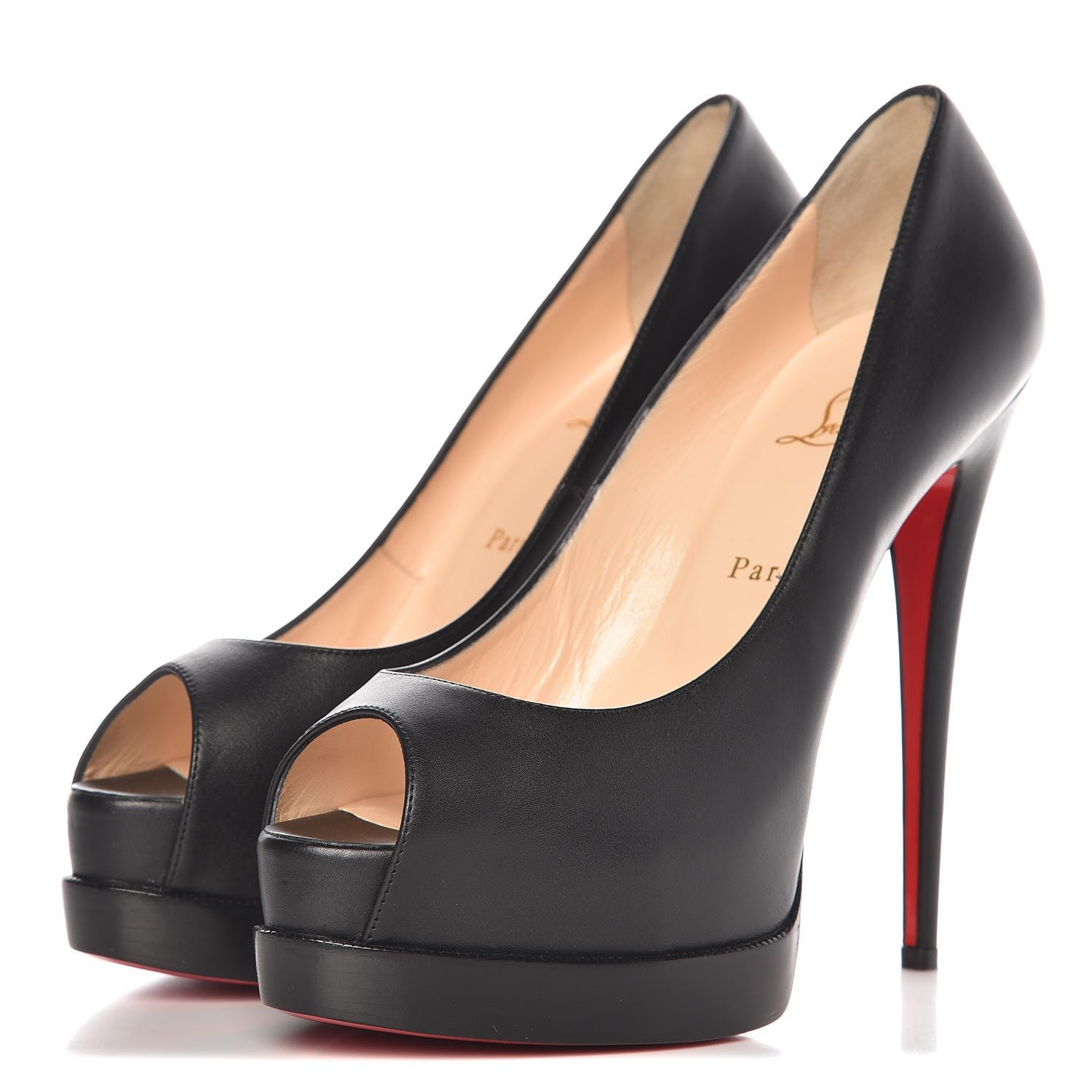 Christian Louboutin Calfskin Palais Royal Trepointe 140 Pumps 40 Black 3 of 8