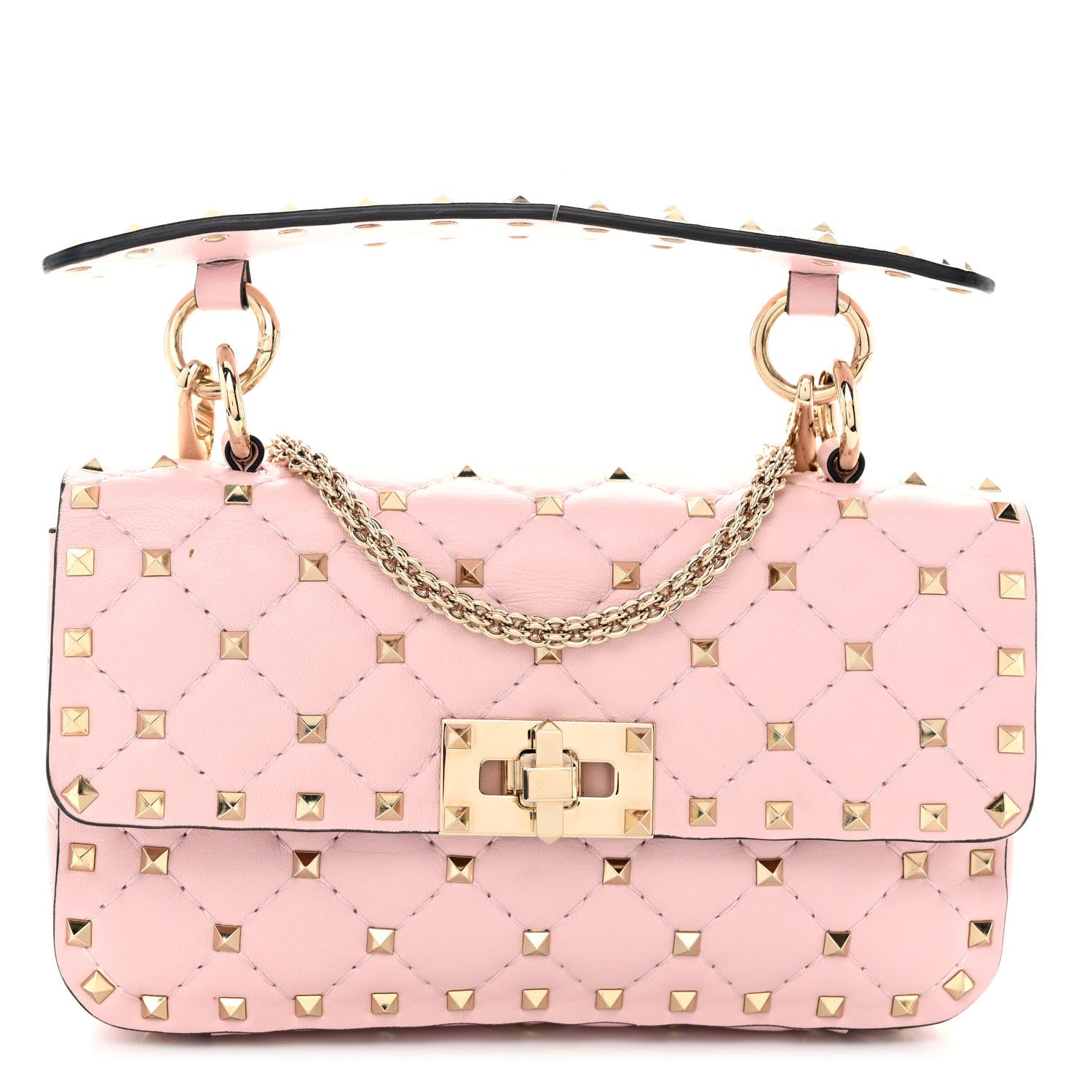 Valentino Garavani Nappa Small Rockstud Spike Shoulder Bag Water Rose 1 of 9