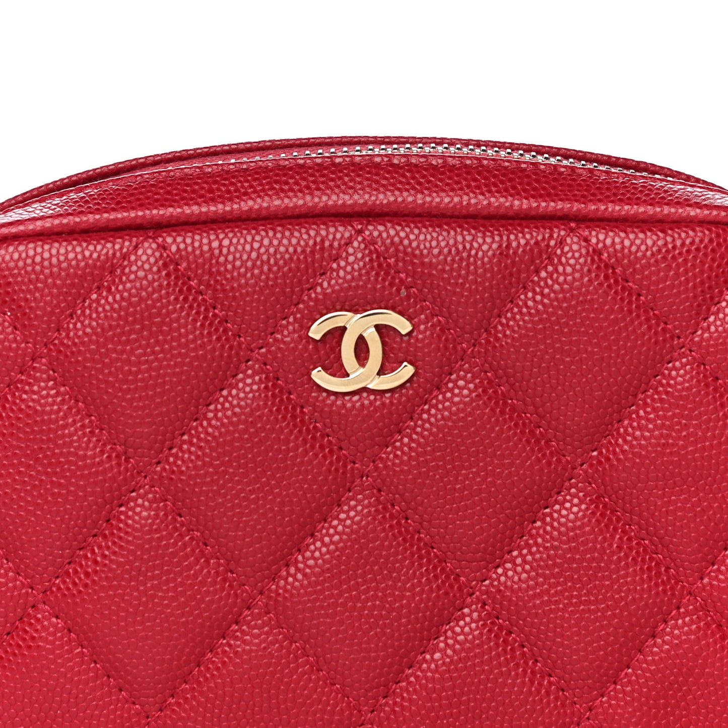 Caviar Quilted Small Curvy Pouch Cosmetic Case Dark Pink