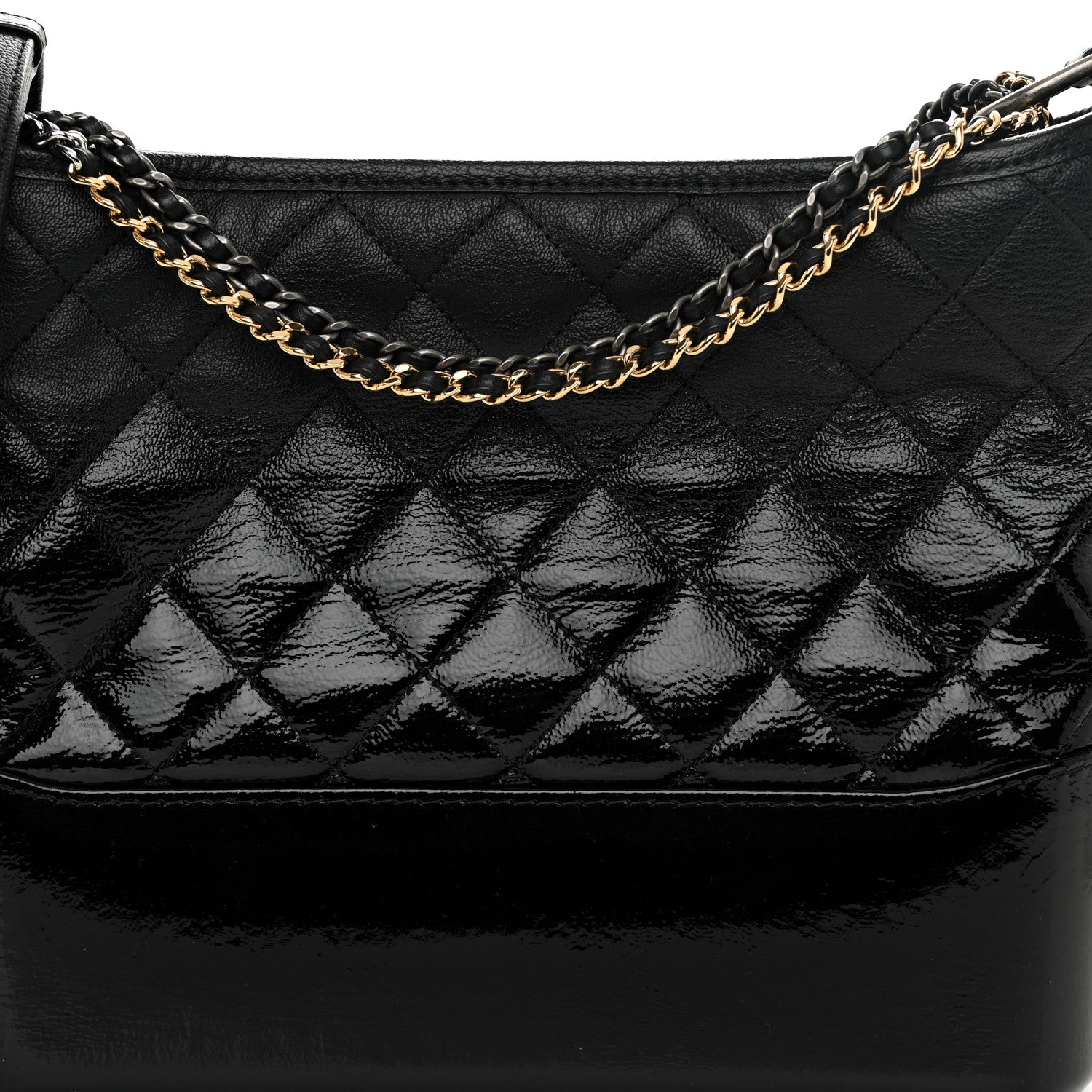 Chanel Patent Goatskin Quilted Medium Gabrielle Hobo Black 8 of 10