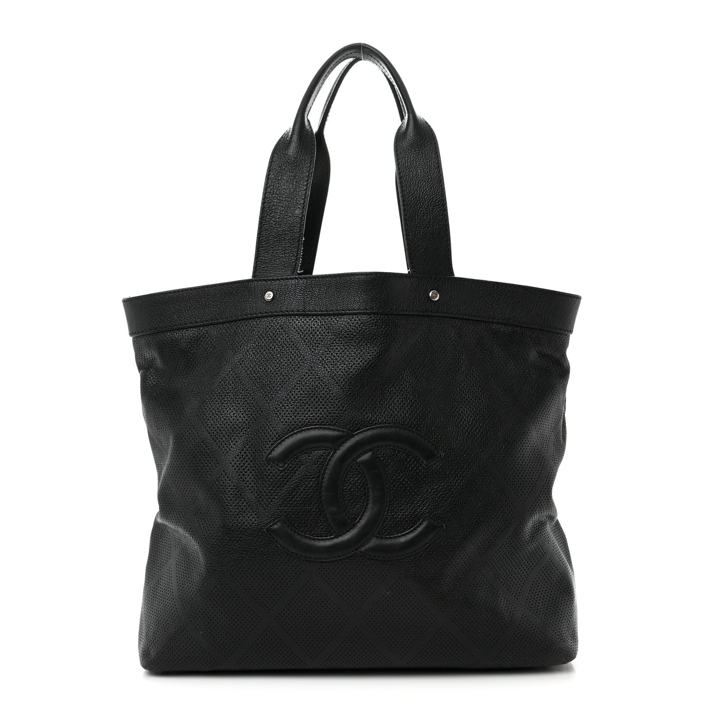Goatskin Perforated Large CC Tote Black