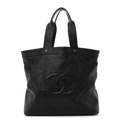Chanel Goatskin Perforated Large CC Tote Black 1 of 16
