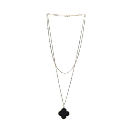 Van Cleef & Arpels 18K Yellow Gold Black Onyx Magic Alhambra Pendant Necklace 2 of 5