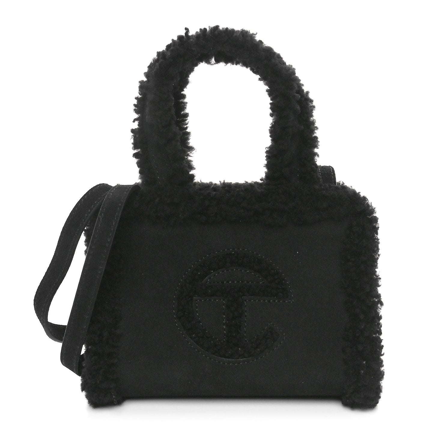 X UGG Suede Shearling Small Shopping Bag Black