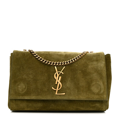 Saint Laurent Smooth Calfskin Suede Small Reversible Monogram Kate Satchel Loden Green 1 of 11