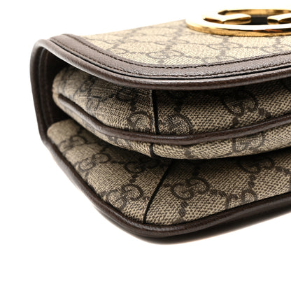 Gucci GG Supreme Monogram Textured Dollar Calfskin Mini Blondie Chain Shoulder Flap Bag Beige Ebony New Acero 9 of 10
