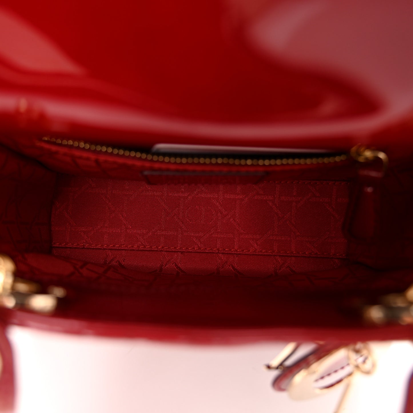 Patent Cannage Mini Lady Dior Red