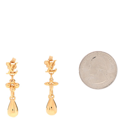 Louis Vuitton Metal LV Flower Drop Gold 2 of 4