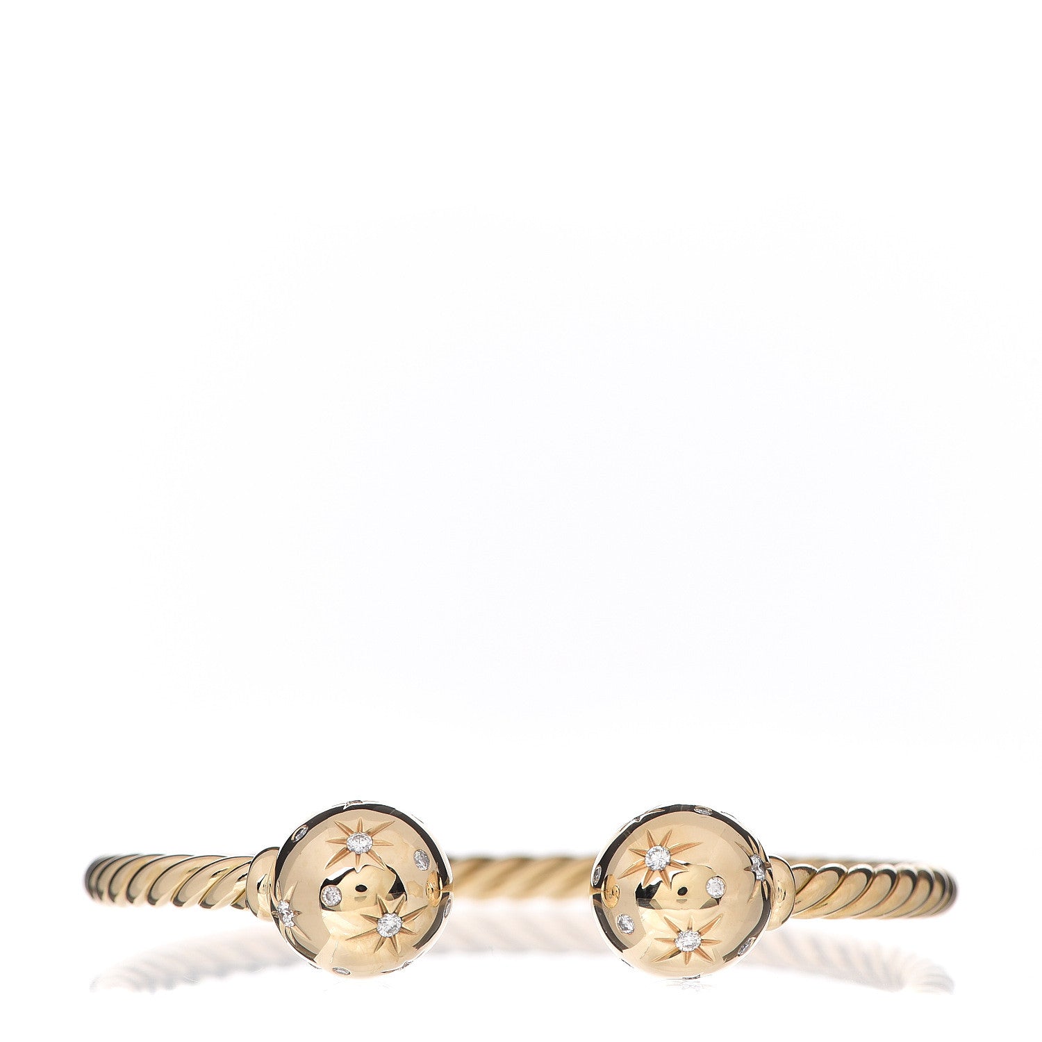 David Yurman 18K Yellow Gold Diamond 4mm Solari Bracelet 1 of 3