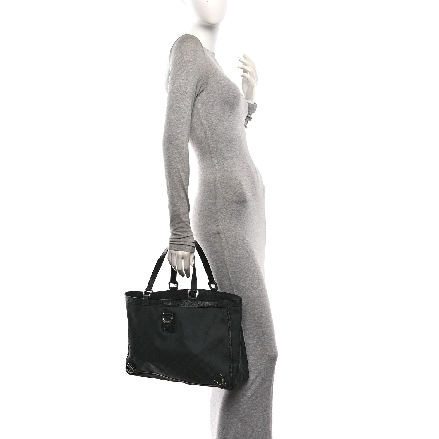 Gucci Nylon Monogram Large Abbey Tote Black 2 of 14