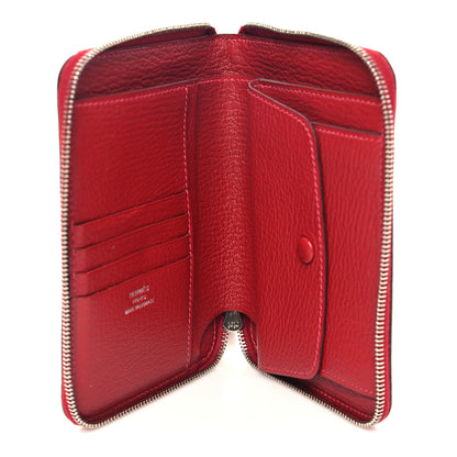 Hermes Ostrich Azap Vertical Wallet Rouge Vif 5 of 10
