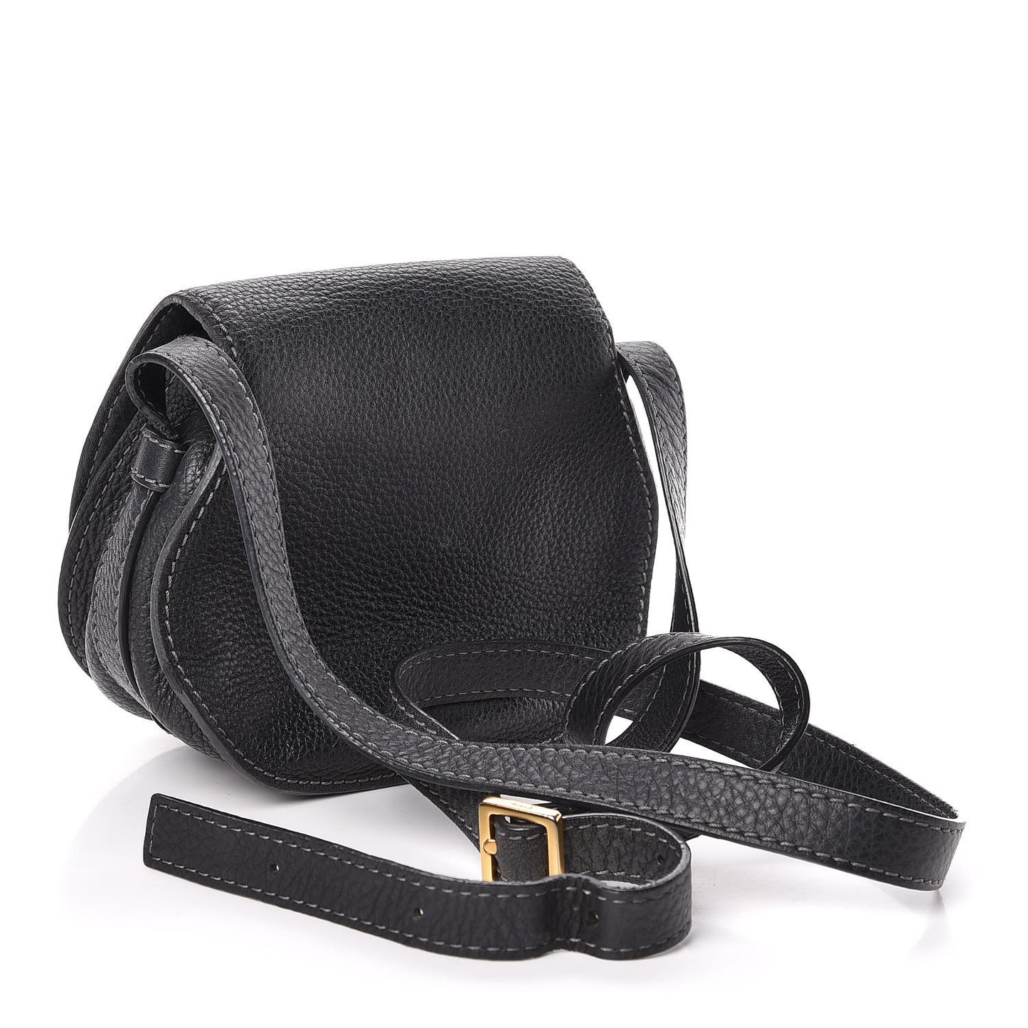 Calfskin Mini Marcie Round Crossbody Bag Black