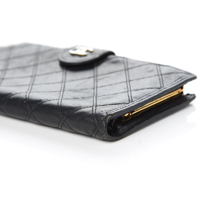 Chanel Lambskin Diamond Stitched French Wallet Black 10 of 22