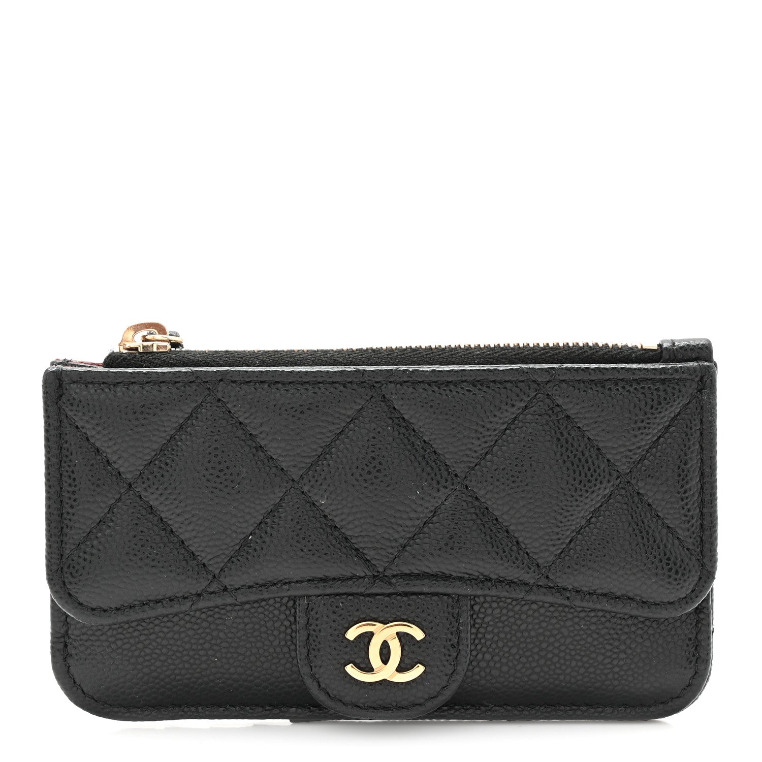 Chanel Caviar Quilted Flap Zip Card Holder Black 1 of 8