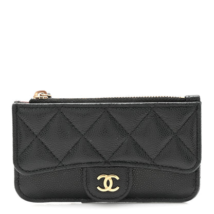Chanel Caviar Quilted Flap Zip Card Holder Black 1 of 8
