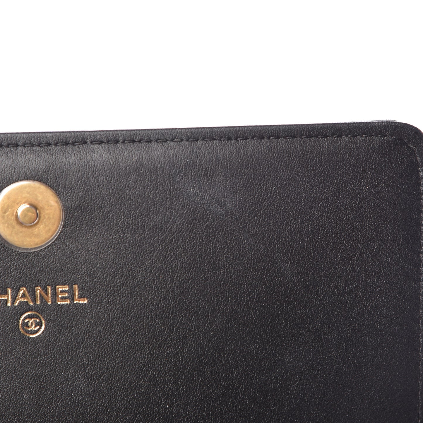 Calfskin Quilted Boy Square Wallet on Chain WOC Black