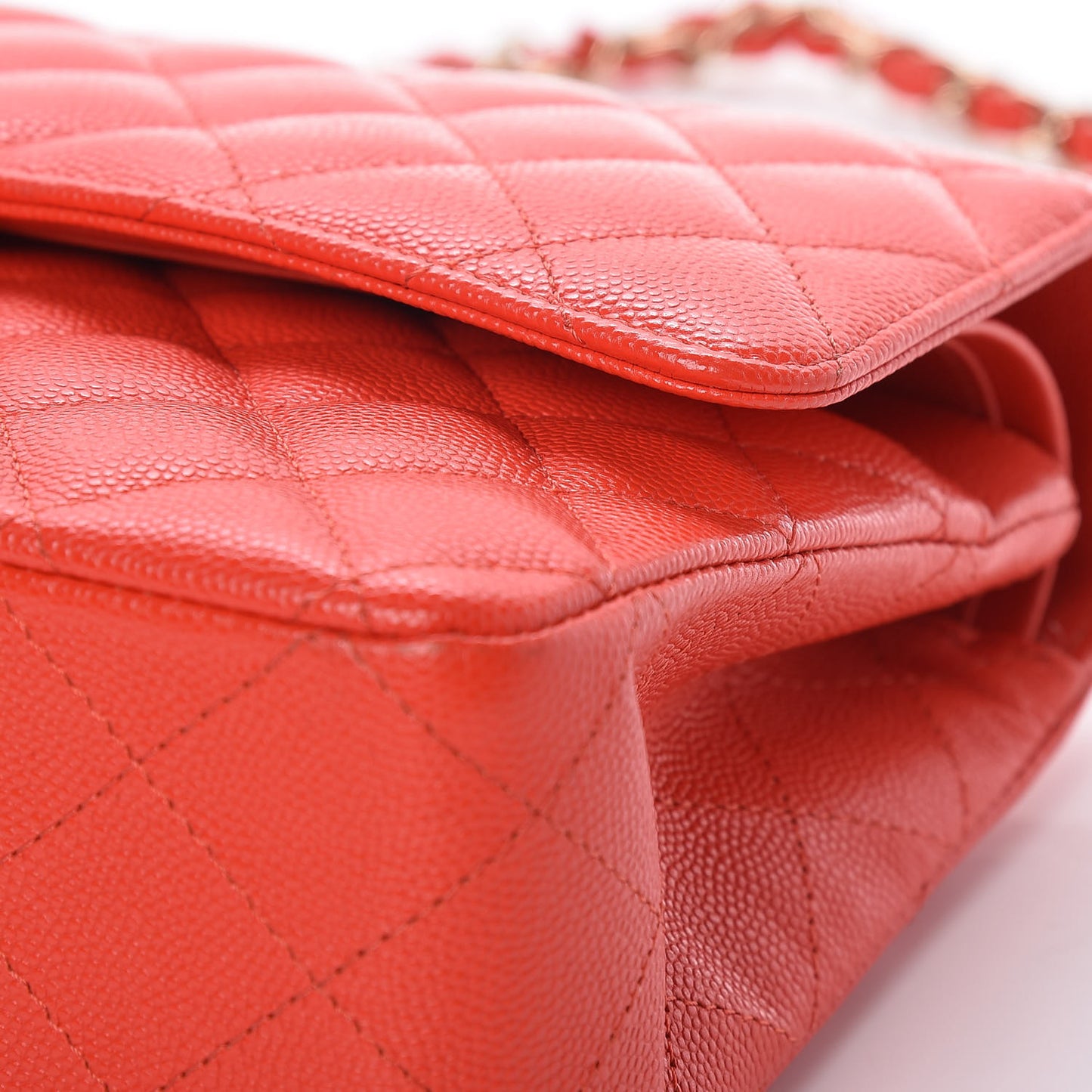Caviar Quilted Medium Double Flap Red