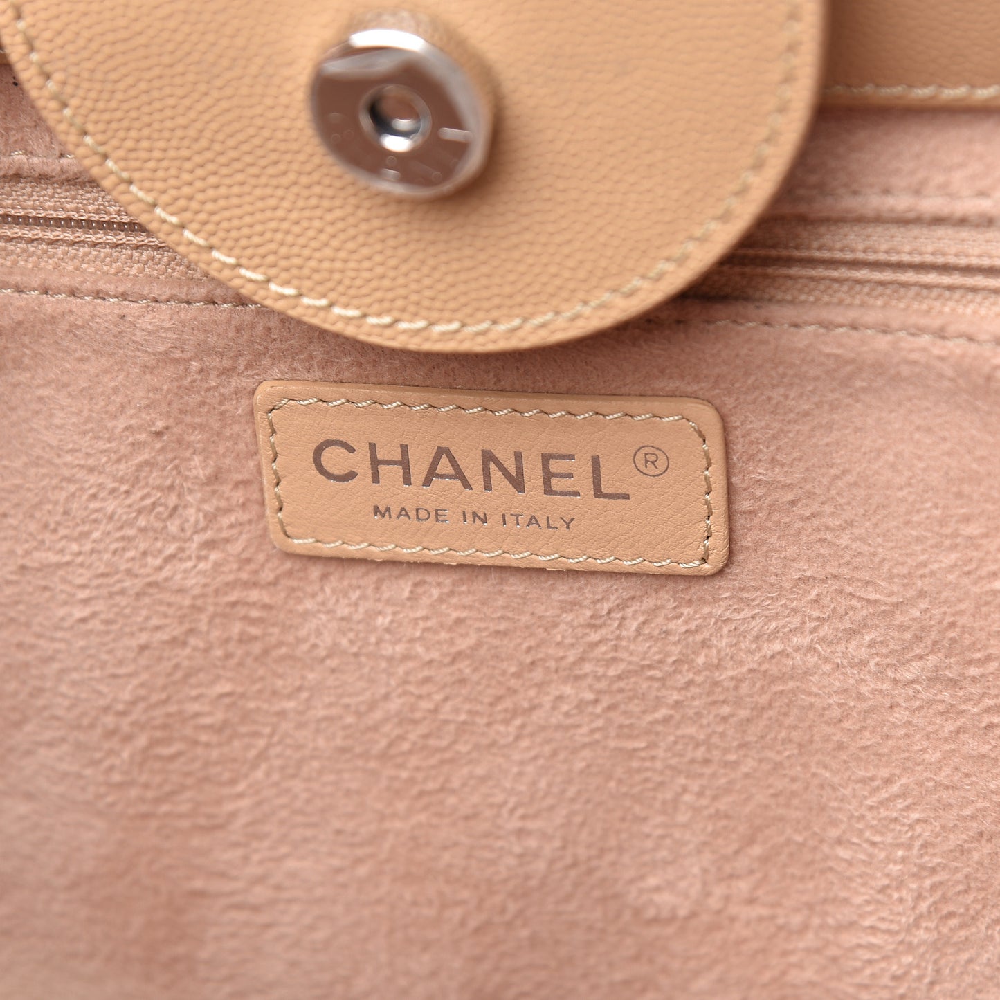 Caviar Small Studded Deauville Tote Beige