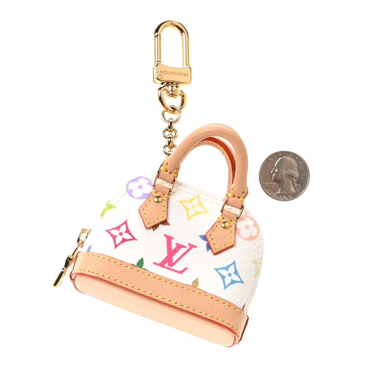 LV x TM Monogram Multicolor Micro Alma Bag Charm White