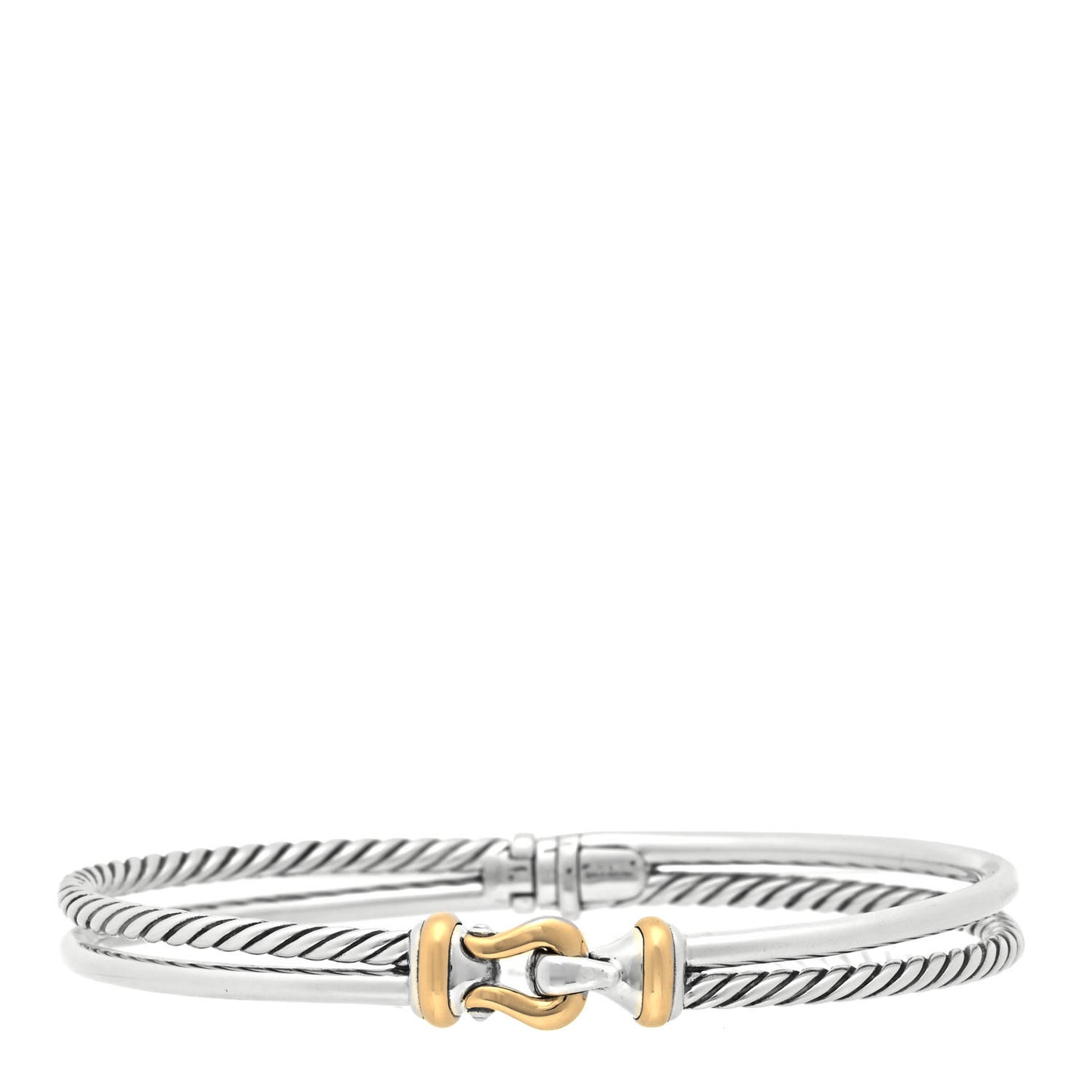 Sterling Silver 18K Yellow Gold Two Row Buckle Bracelet