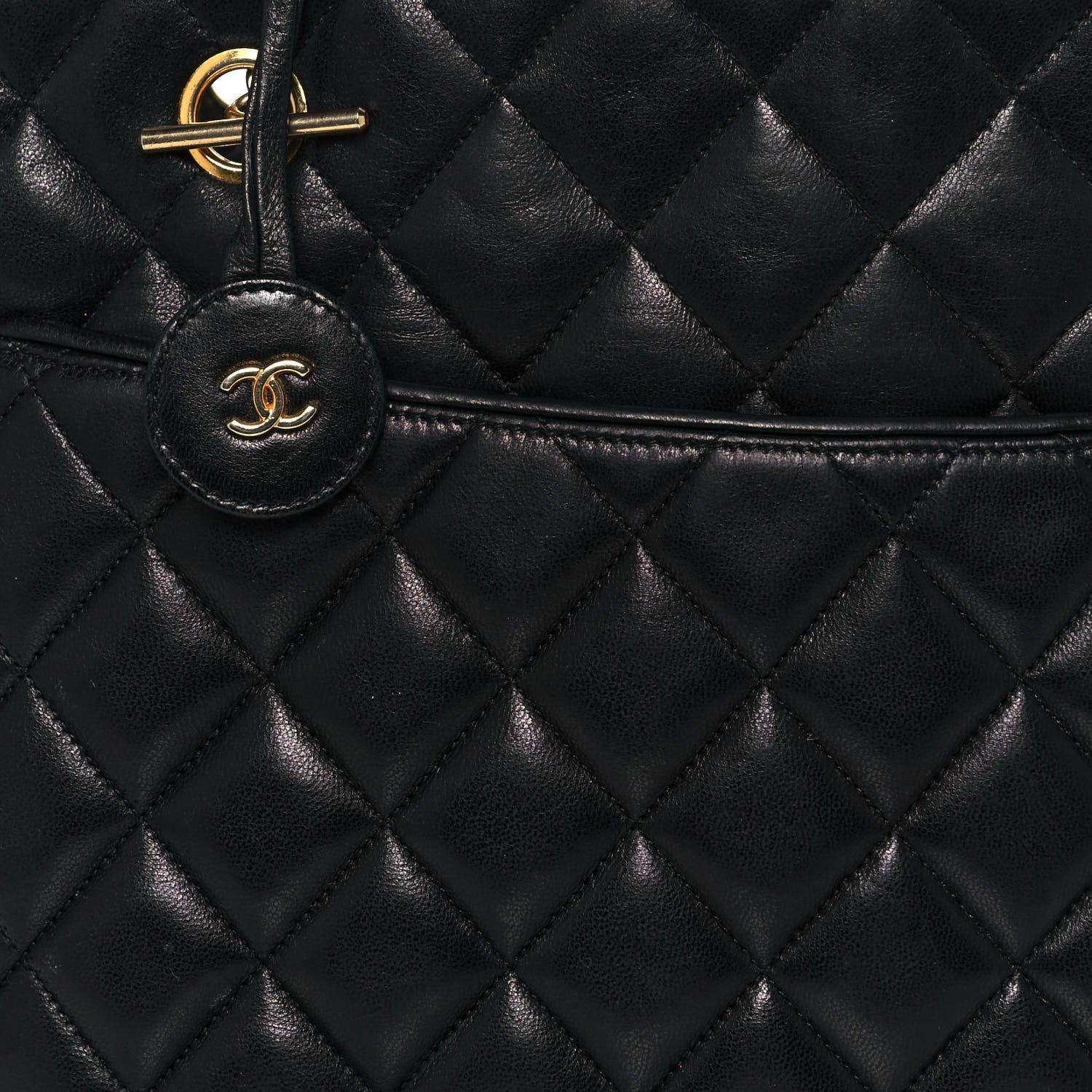 Chanel Lambskin Quilted Shopping Tote Black 7 of 18