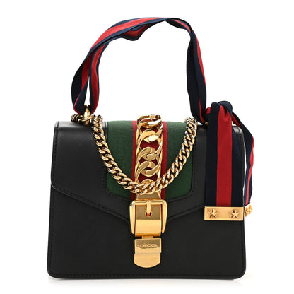 Gucci Calfskin Mini Sylvie Chain Shoulder Bag Black 1 of 9