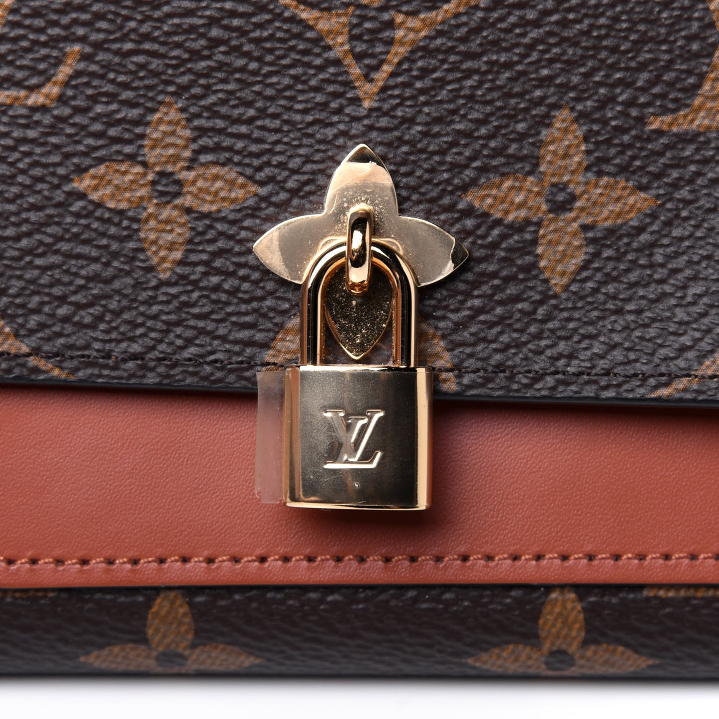 Monogram Flower Lock Compact Wallet Caramel