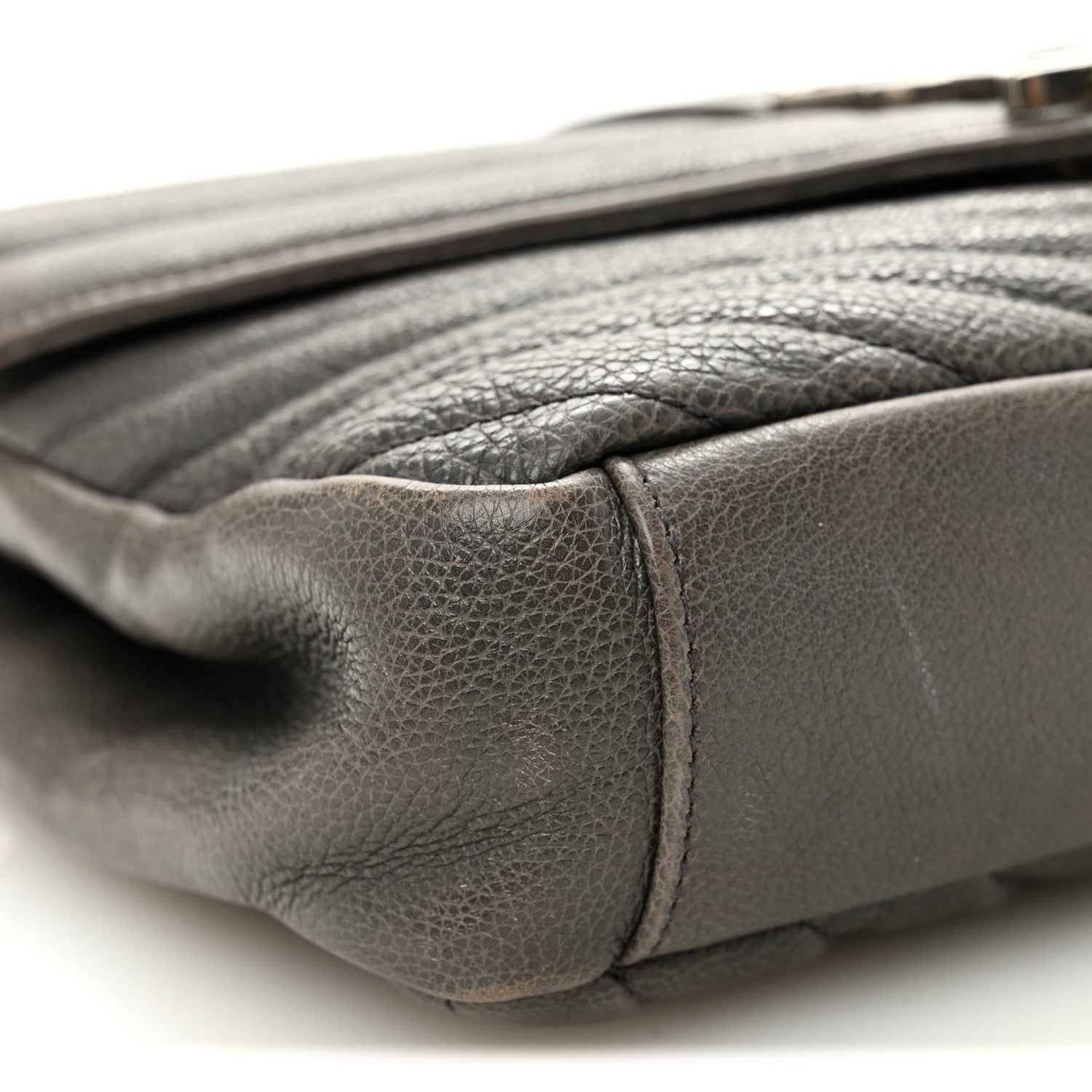 Saint Laurent Sheepskin Matelasse Chevron Monogram Medium College Bag Asphalt 10 of 15
