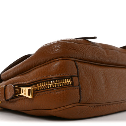 Prada Vitello Daino Double Buckle Messenger Bag Brown 8 of 10