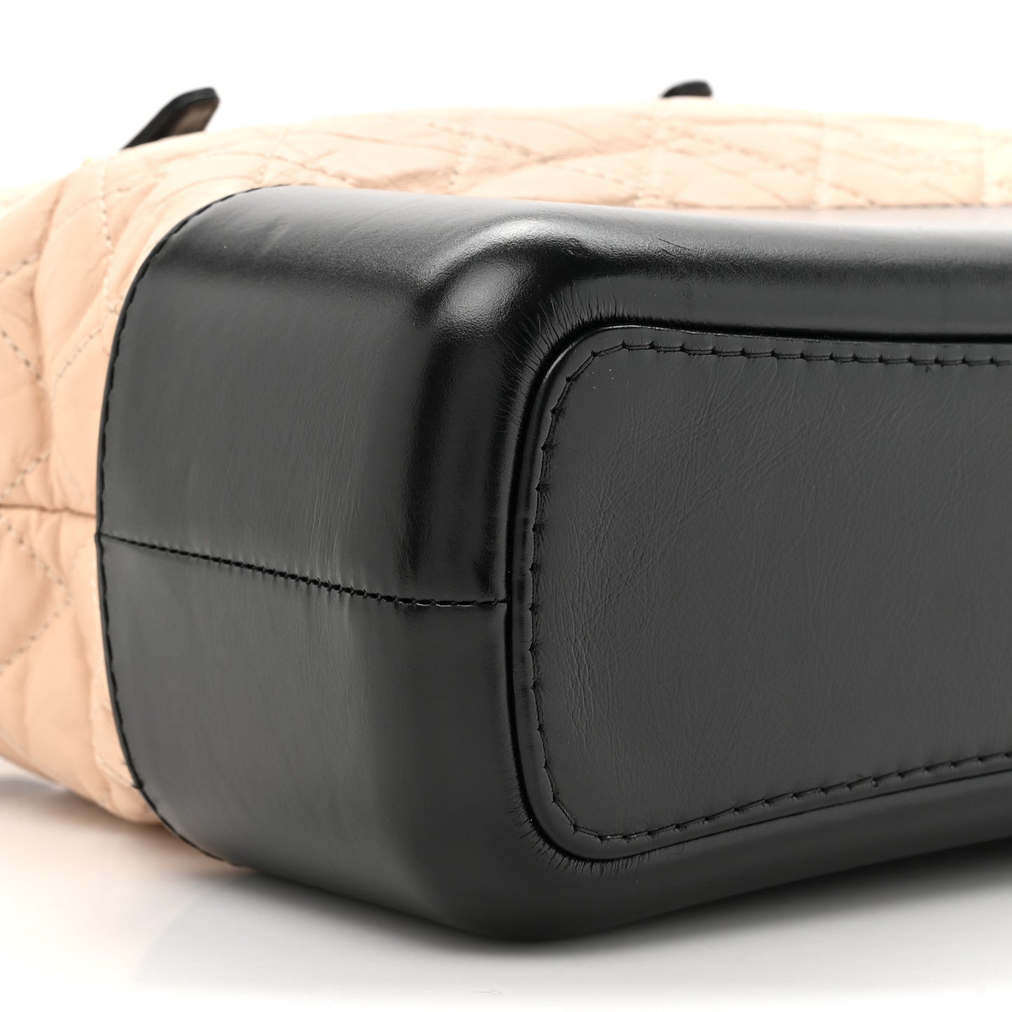 Aged Calfskin Quilted Medium Gabrielle Shopping Tote  Beige Black