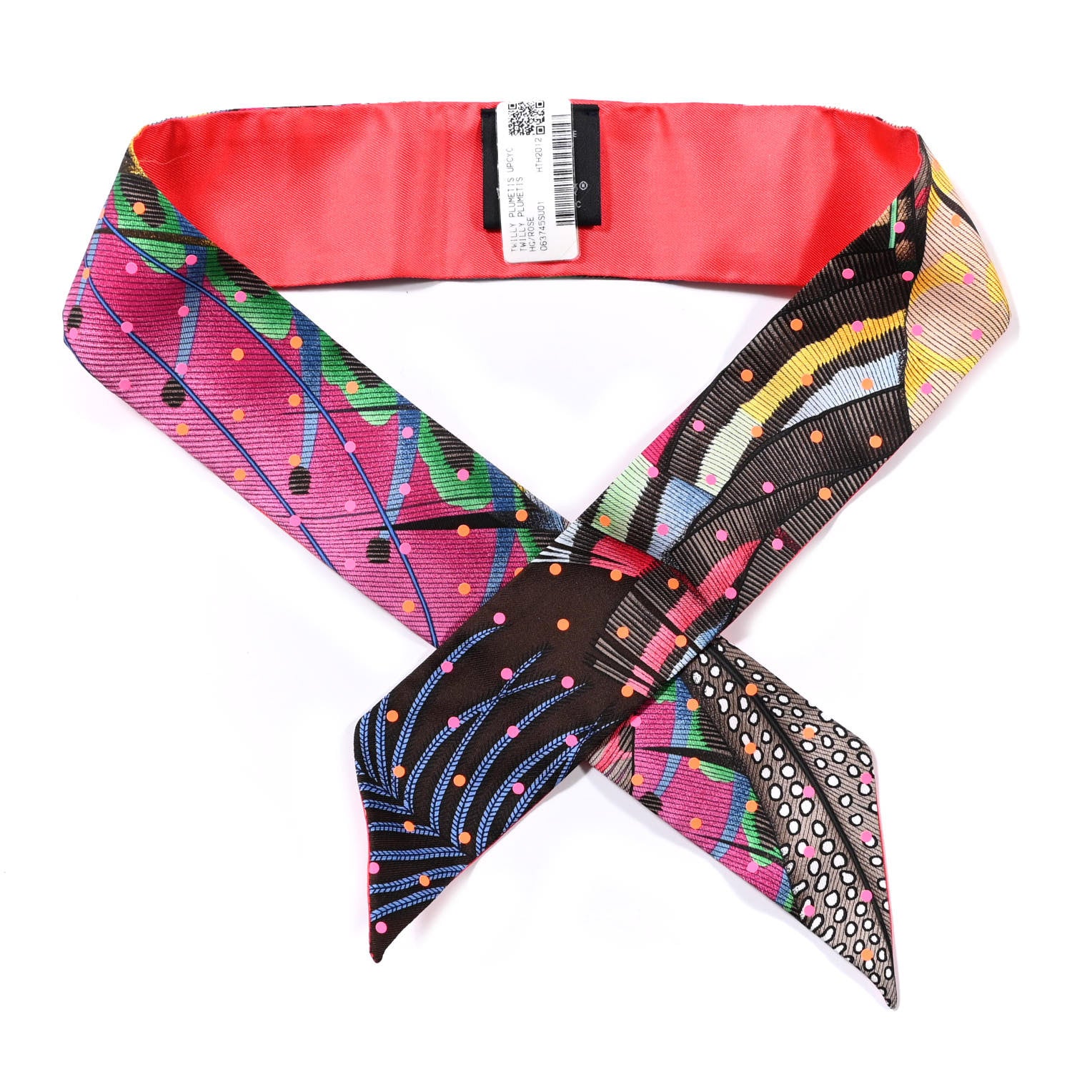 Hermes Silk Plumetis Twilly Rose 1 of 3