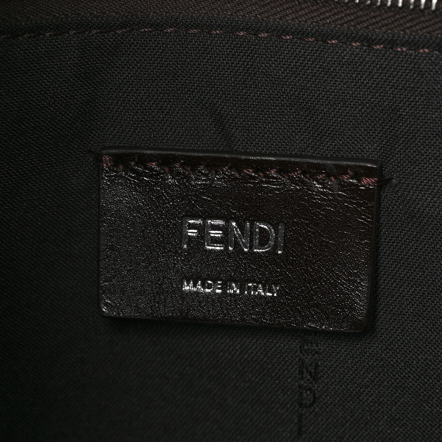 Fendi Glazed Fabric Vitello Cover FF 1974 Diagonal Bi-Color Vertical Tote Tobacco Moro Sand Black 6 of 10