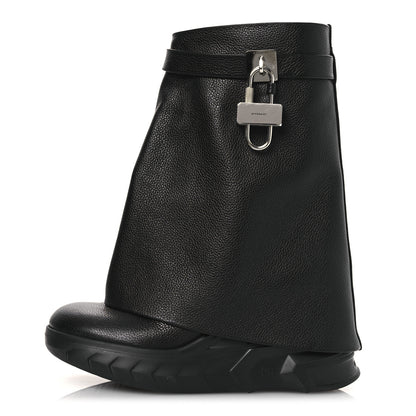 Givenchy Grained Calfskin Shark Lock Biker Ankle Boots 38 Black 1 of 13