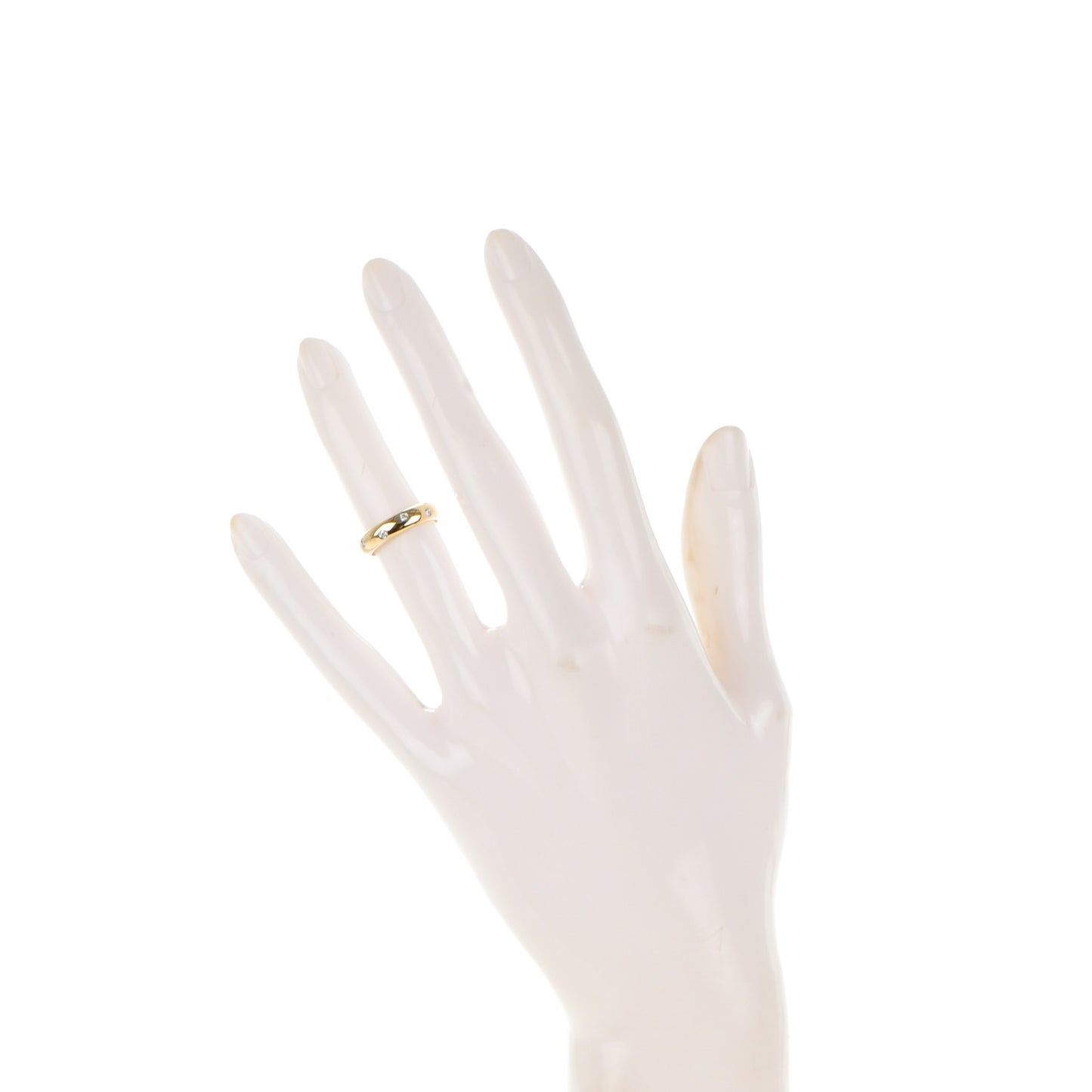 18K Yellow Gold Platinum Diamond 4mm Etoile Band Ring 48 4.5