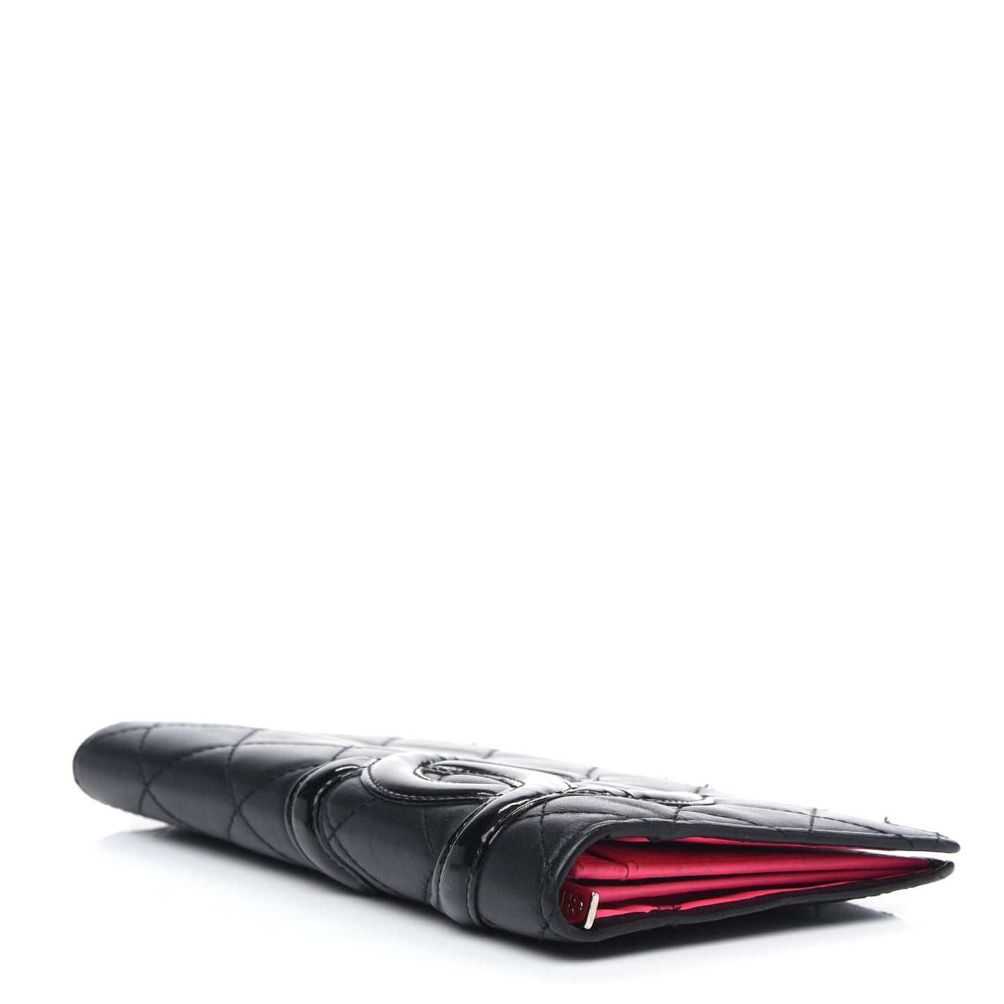 Calfskin Quilted Cambon Yen Wallet Black
