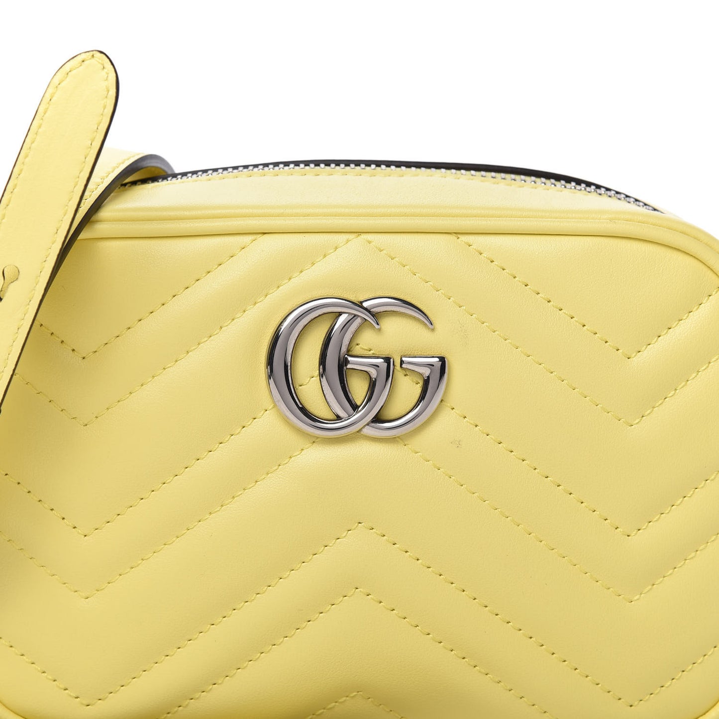 Calfskin Matelasse Mini GG Marmont Chain Shoulder Bag Banana