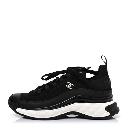 Chanel Velvet Calfskin Mixed Fibers CC Sneakers 37.5 Black 1 of 4