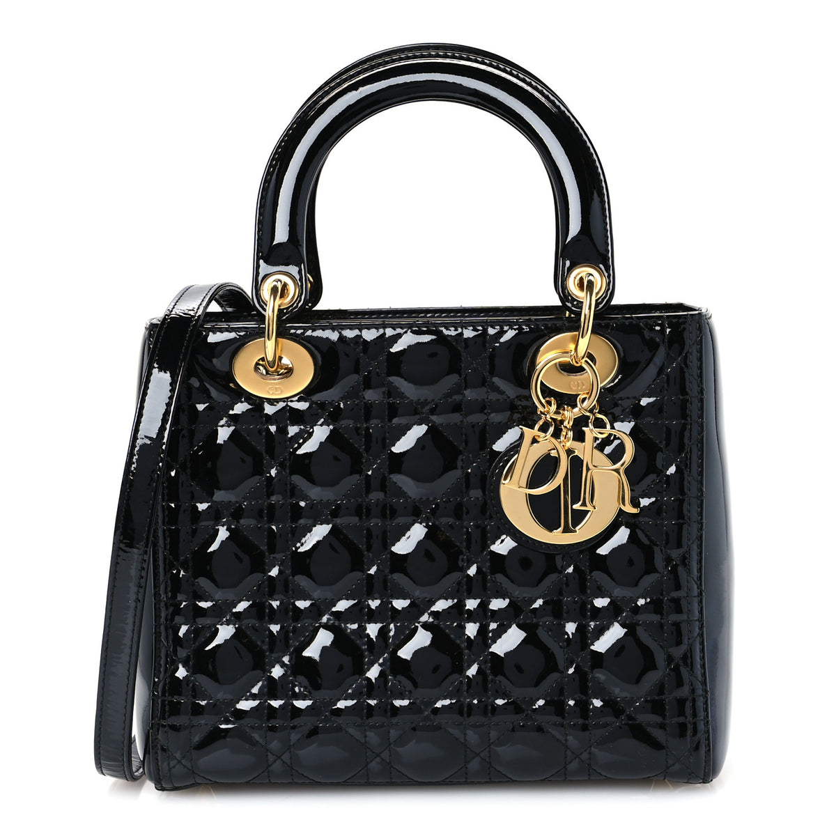 Christian Dior Patent Cannage Medium Lady Dior Black 1 of 9