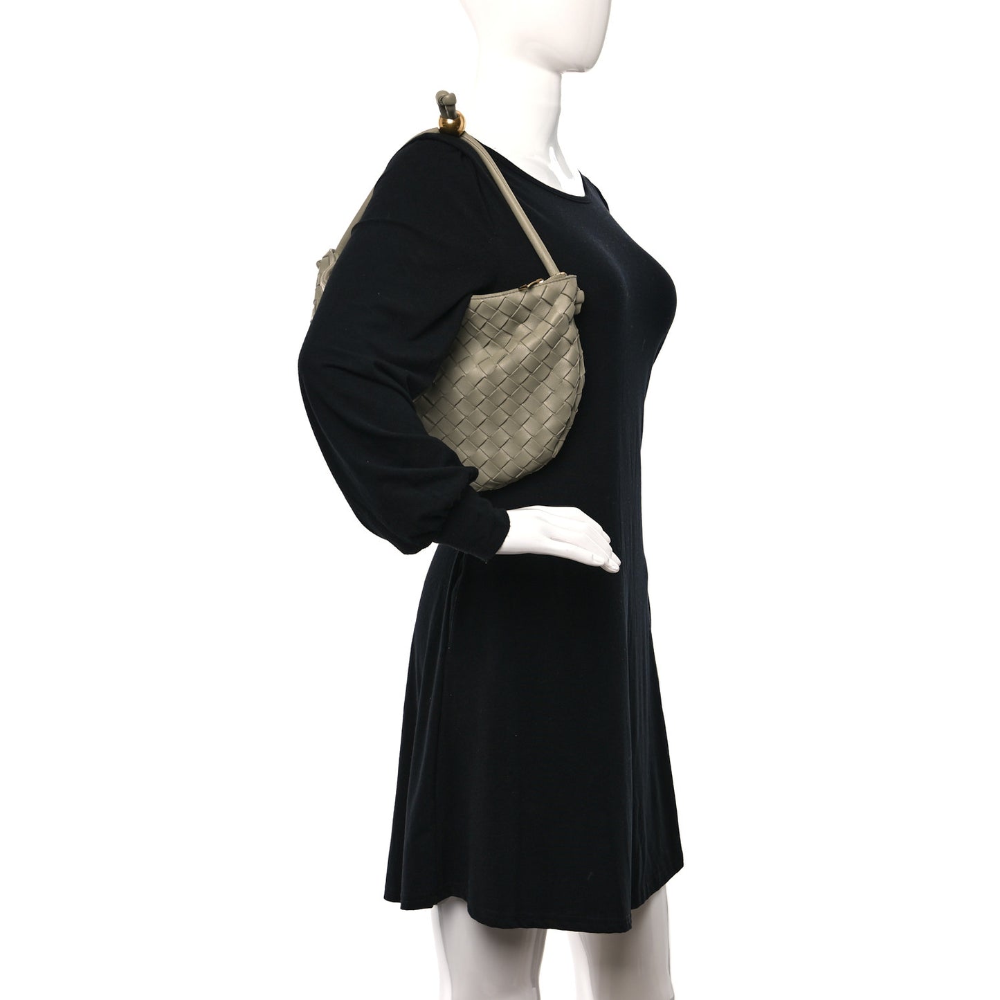 Nappa Intrecciato Medium Turn Pouch Travertine